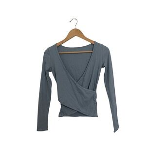 Elegant Blue Wrap Top